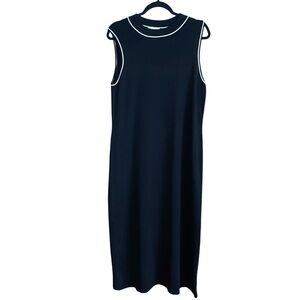 Black‎ w/ white Stripe Crewneck Sleeveless Sweater Maxi Dress XL